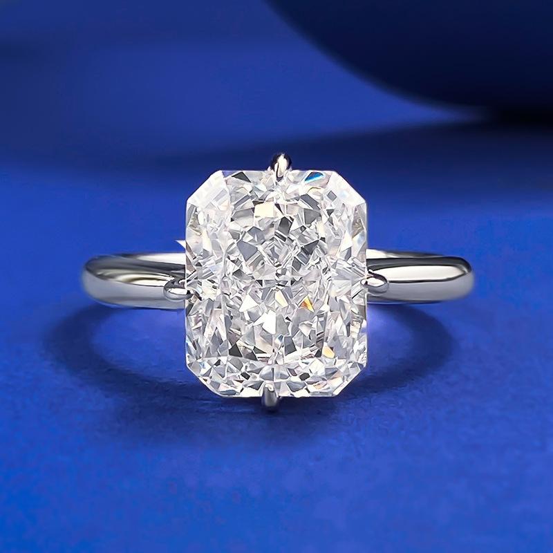 S925 Sterling Silver Ice Flower Cut Square Ring 8*10mm 8A Cubic Zirconia Ring fashion jewelry accessory woman girl promise ring-379(35%)