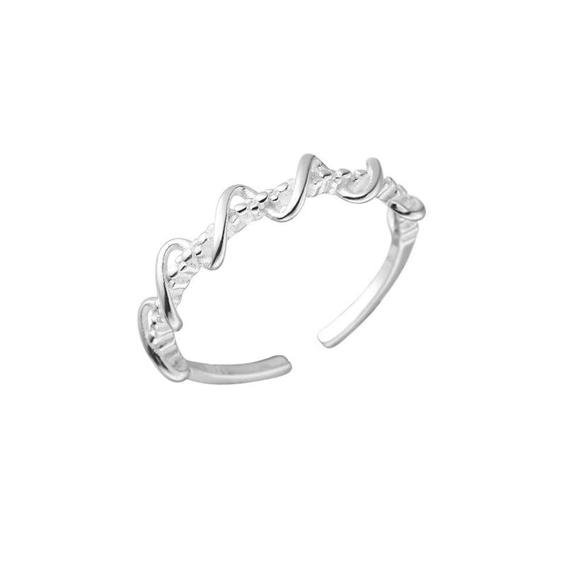 S925 Sterling Silver Wrapped Line Braided Ring Women's Open Plain Ring-534(45%)