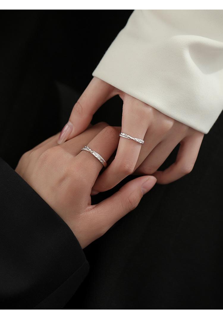 S925 Sterling Silver Cross Line Couple Ring-631 weddingring(45%)