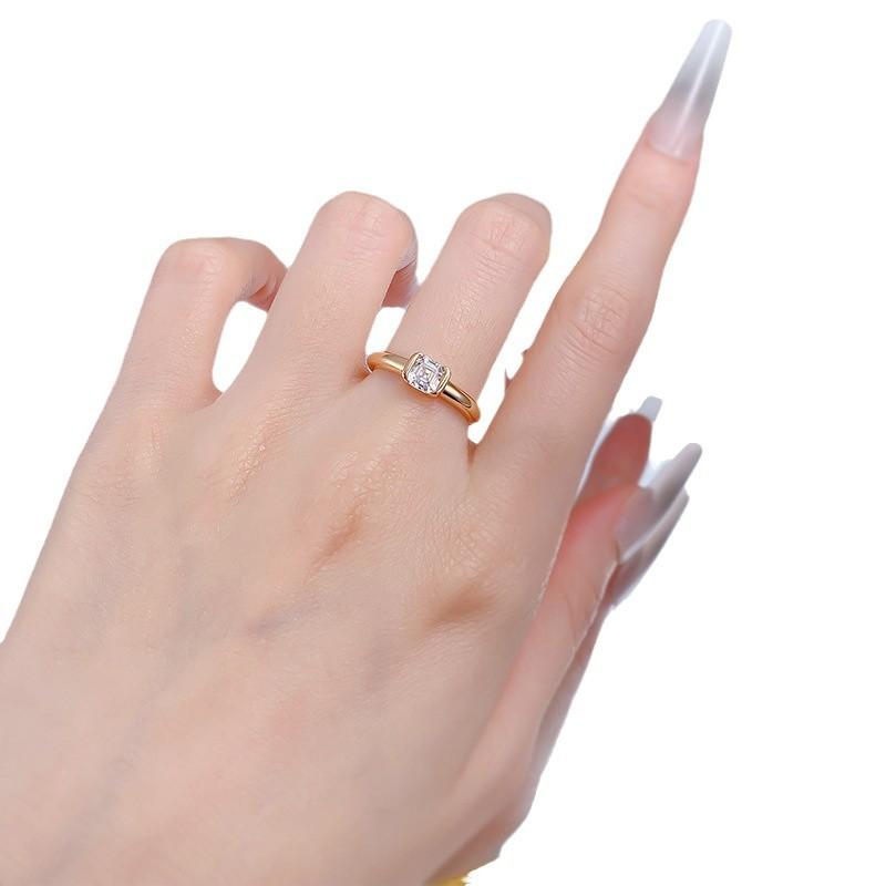 S925 Sterling Silver Rectangular Cut Rock Sugar Ring 5*5mm 6A Cubic Zirconia Ring-369(35%)