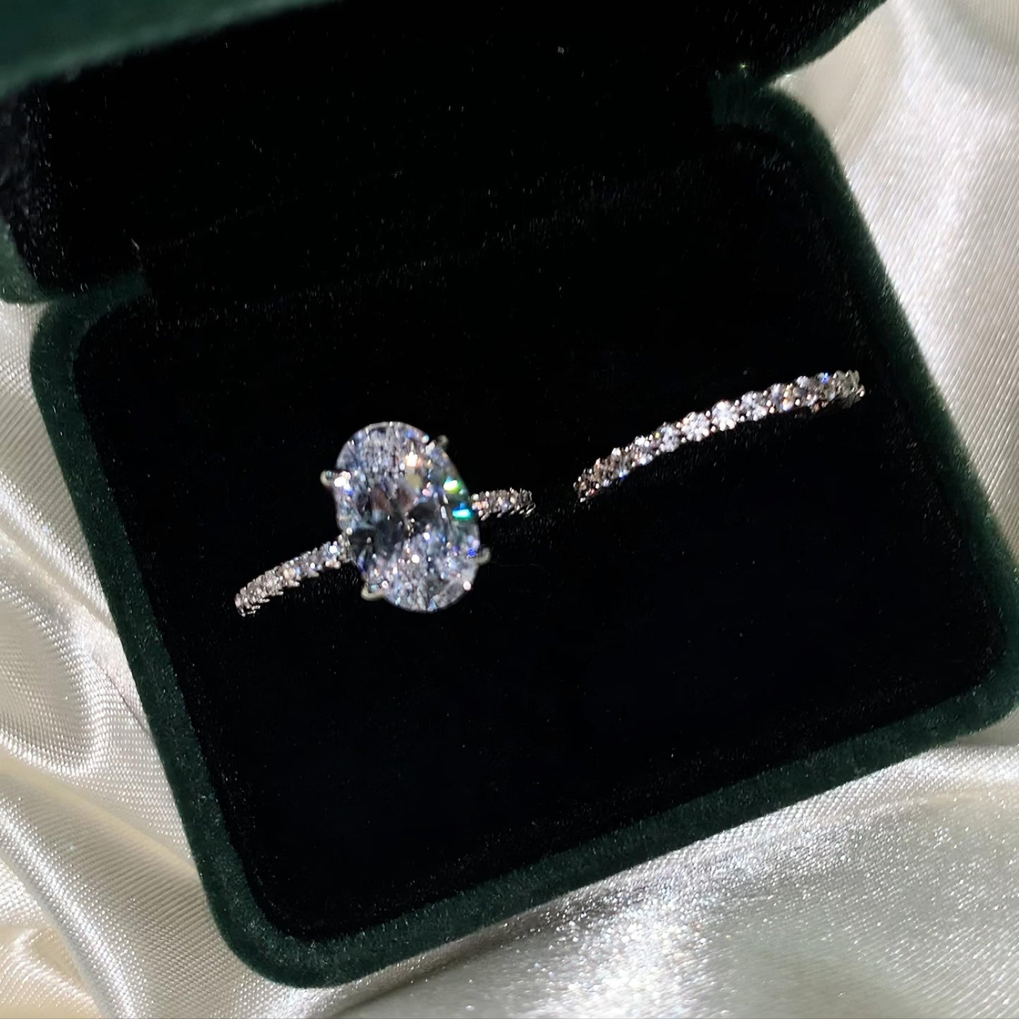 S925 Sterling Silver Radiant Cut Oval Four-Claw Ring 8*12 8A Cubic Zirconia Ring fashion jewelry accessory woman girl promise ring-119(35%)