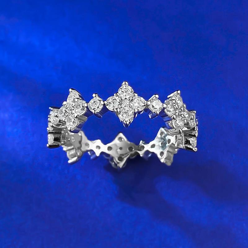 S925 Silver Four-Leaf Flower Ring Band Ring Wide Ring 6A Cubic Zirconia Ring fashion jewelry accessory woman girl promise ring Springtok-278(35%)