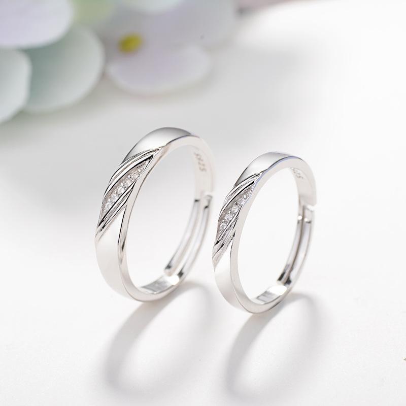 S925 Sterling Silver Simple Open Couple Ring- 498 weddingring(45%)