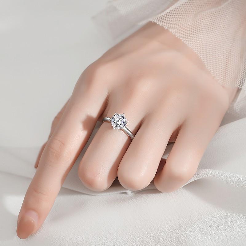 Purple-S925 Sterling Silver D Color Synthetic Moissanite Six-claws Ring 1/2/3/5 Carat-235(35%)