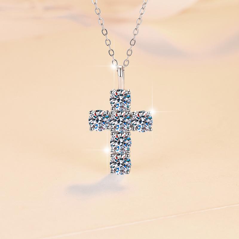 23. S925 Sterling Silver Synthetic Moissanite Big Cross Pendant