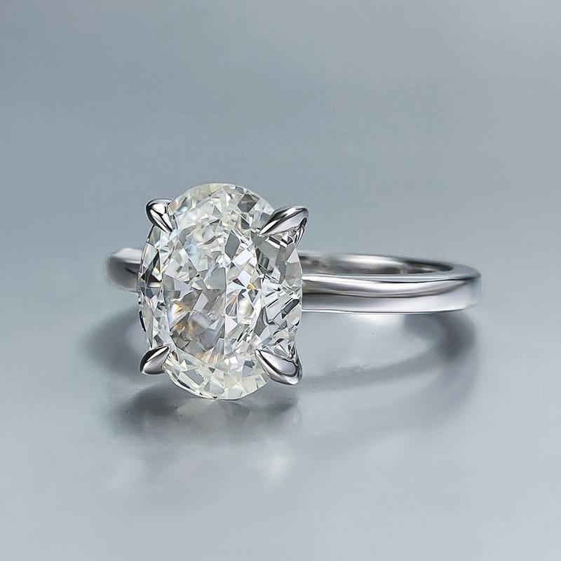 S925 Silver Oval Ice Flower Cut Oval Ring 8 * 10mm 8A Cubic Zirconia Ring fashion jewelry accessory woman girl promise ring-370(35%)