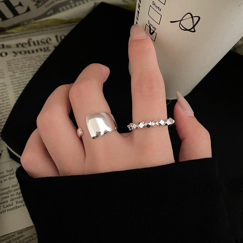 S925 Sterling Silver Irregular Geometric Ring Women's Open Ring-554(45%)