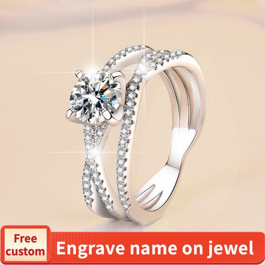 S925 Sterling Silver Eternal Love Ring Synthetic Moissanite Ring fashion jewelry accessory woman girl promise ring-190(35%)