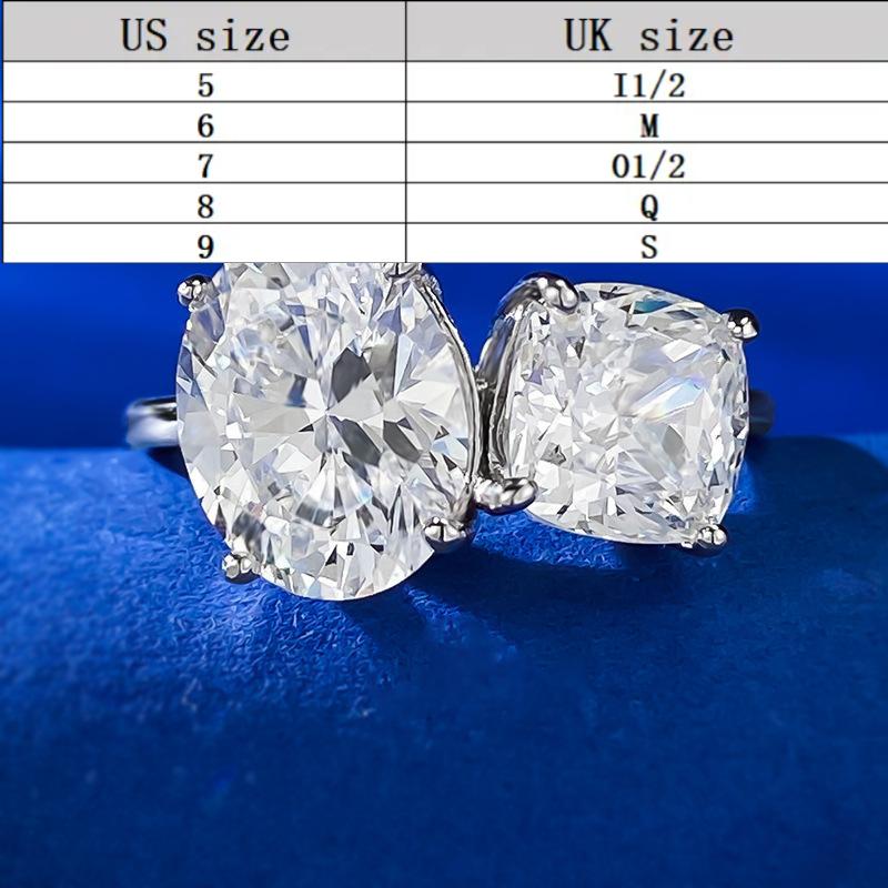 S925 sterling silver two stones oval ring 8*10mm 6A cubic zirconia ring fashion jewelry accessory woman girl promise ring Springtok-200(35%)