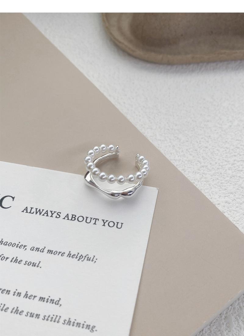 S925 Sterling Silver Double-Layer Pearl Ring for Women Switchable Index Finger Ring-512(45%)