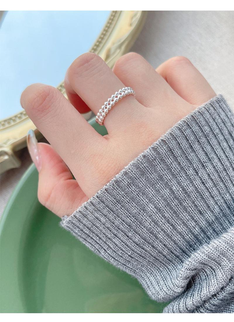 S925 Sterling Silver Double Layer Round Bead Ring Female Open Ring -544(45%)