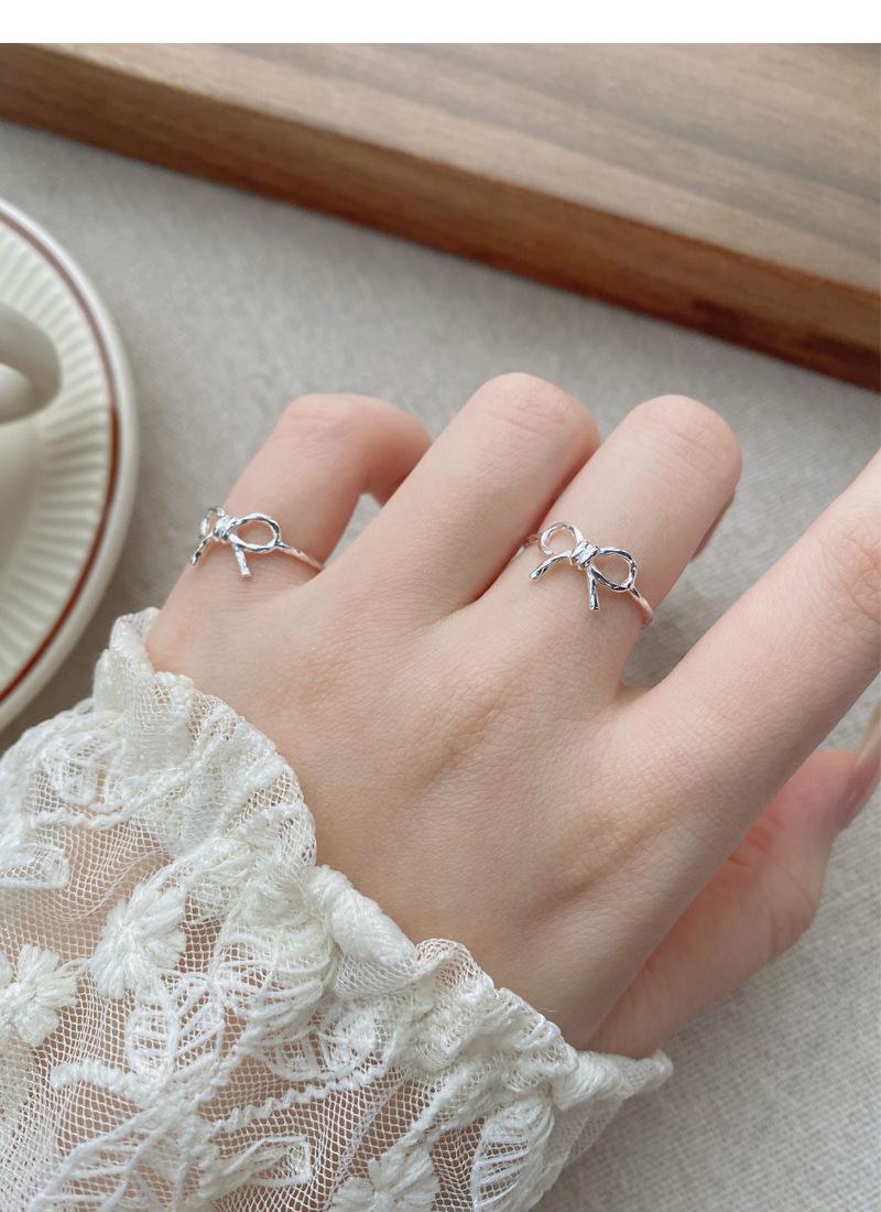 S925 Sterling Silver Bowknot Open Tail Ring Joint Ring for Women -514(45%)