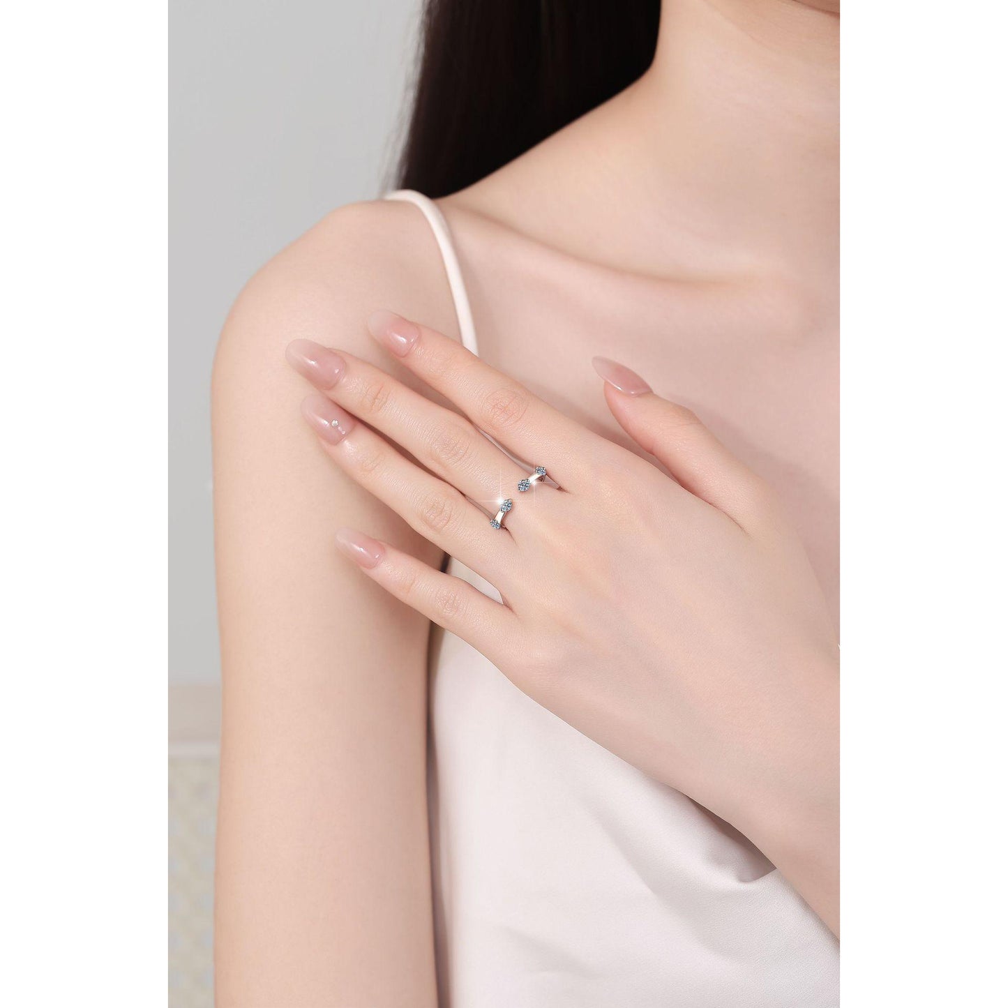 S925 Sterling Silver Four Stars Band Ring Open Ring 6A Cubic Zirconia fashion jewelry accessory woman girl promise ring Springtok-118(35%)