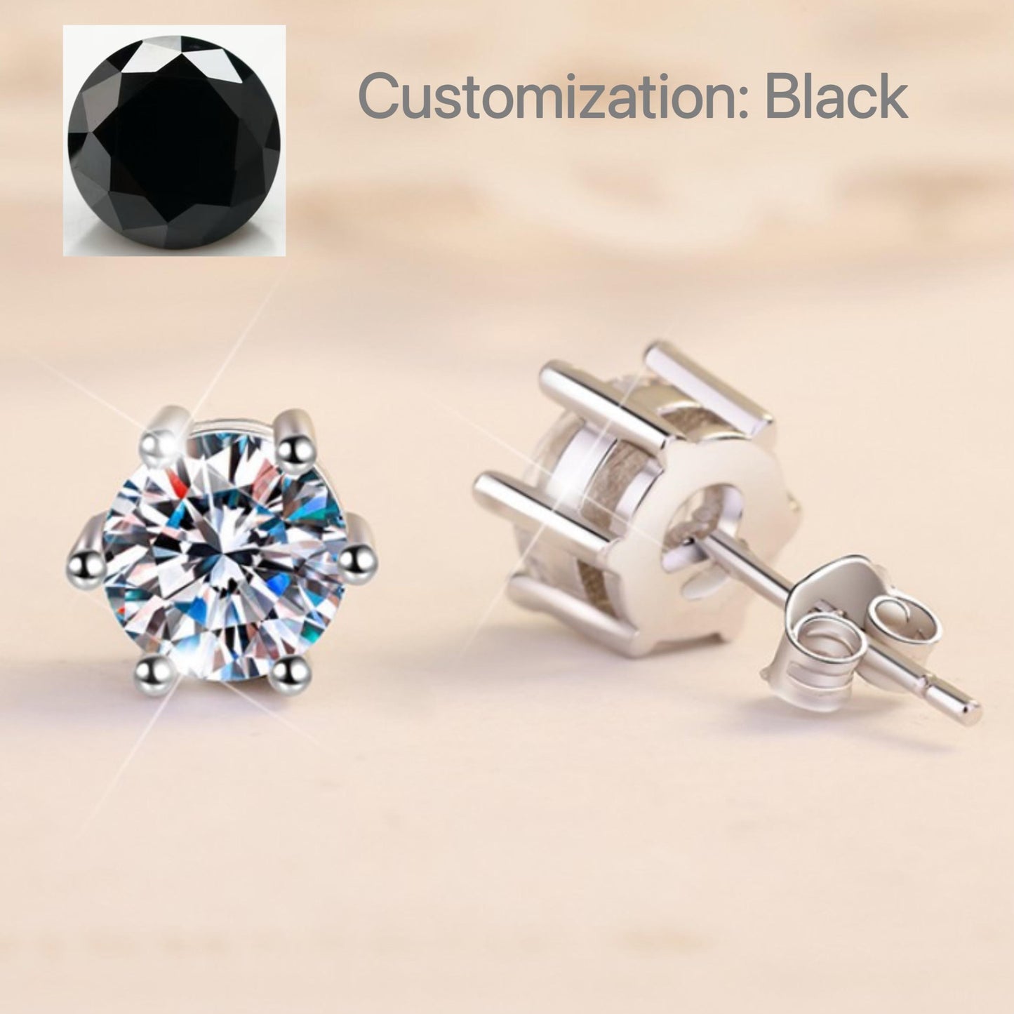S925 Sterling Silver Six-Claw Crown Stud Earring  Synthetic Moissanite Earrings Daily Life Earrings-608(35%)