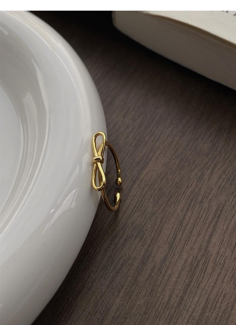 S925 Sterling Silver Simple Line Hollow Bowknot Ring Open Ring for Women -500(45%)