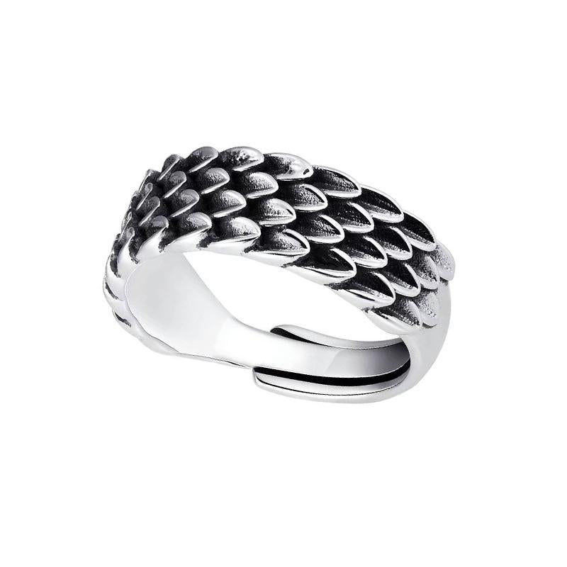 S925 Sterling Silver Dragon Scale Ring Men's retro - 548(45%)