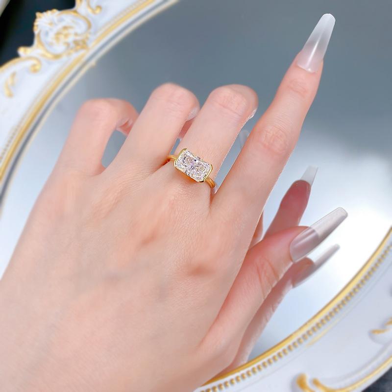 S925 Sterling Silver Ice Flower cut rectangular ring 7*11mm 8A cubic zirconia ring fashion jewelry accessory woman girl promise ring-391(35%)