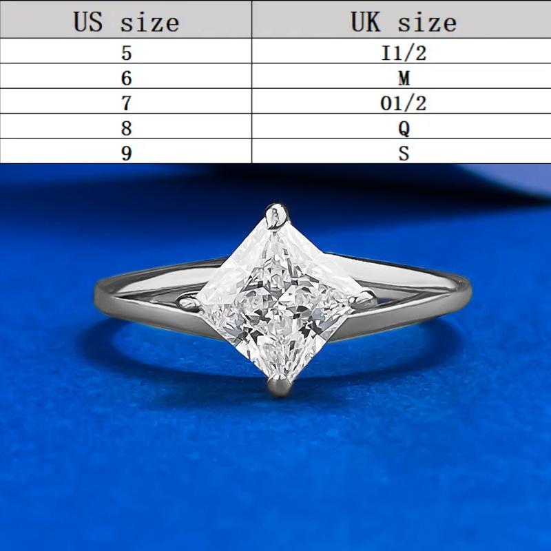 S925 Sterling Silver Princess Cut Square Ring 6*6mm 6A Cubic Zirconia Ring-283(35%)