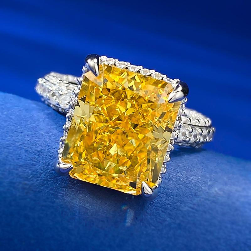 S925 Sterling Silver Ice Flower Cut High Carbon Ring 10*12 8A Cubic Zirconia Ring fashion jewelry accessory woman girl promise ring-227(35%)