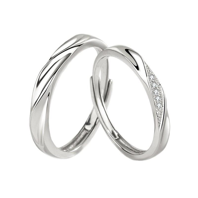 S925 Sterling Silver Simple Mobius Strip Couple Rings Plain Band -511 jewellery  with  meaning(45%)