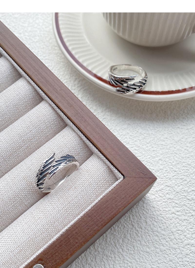 S925 Sterling Silver Vintage Angel Wings Couple Ring -547 weddingring(45%)