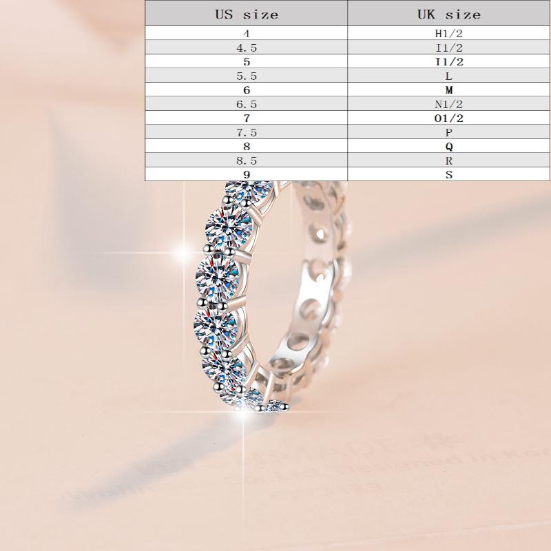 S925 Sterling Silver Band Ring Synthetic Moissanite Ring 4mm-171(35%)
