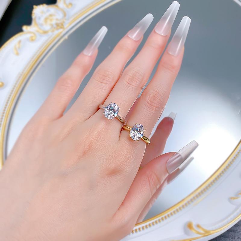 S925 sterling silver oval cut ring 8*10mm 6A cubic zirconia ring fashion jewelry accessory woman girl promise ring-383(35%)