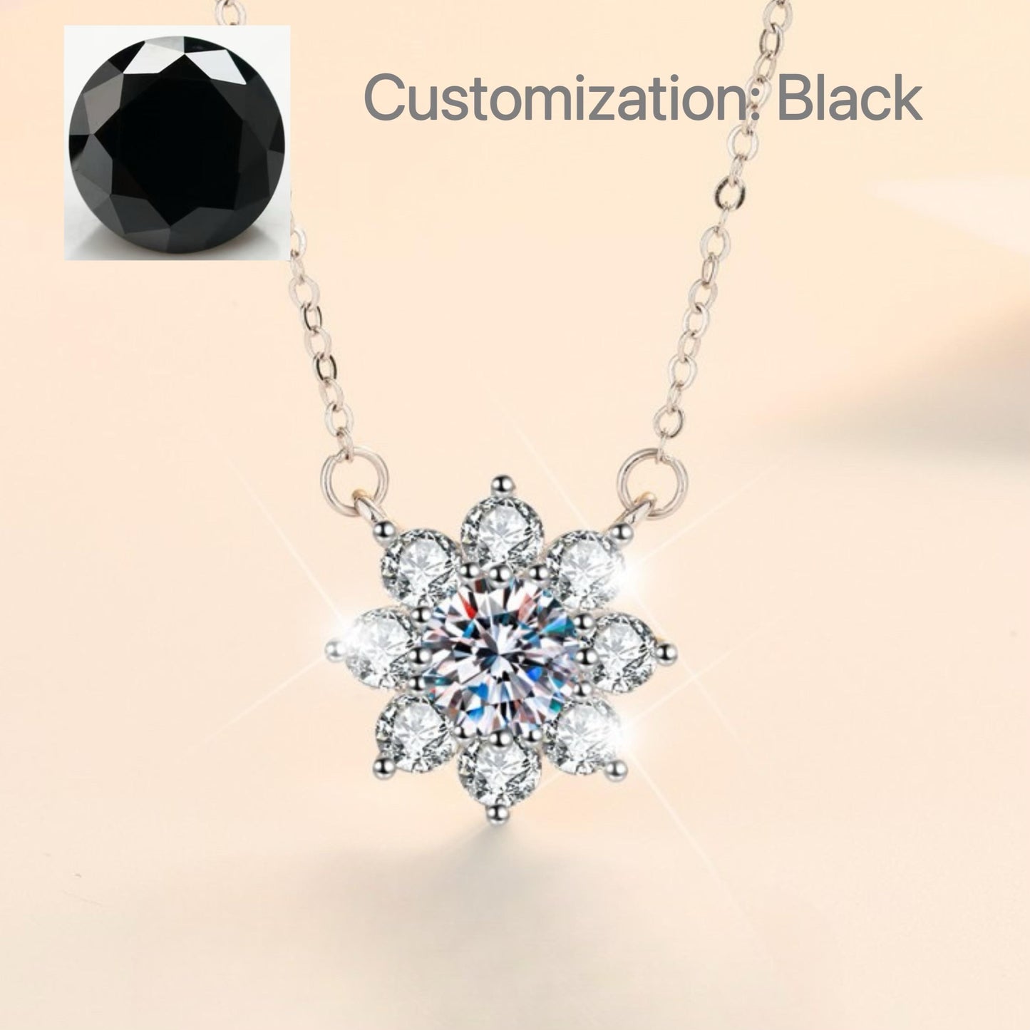 S925 Sterling Silver SUNFLOWER Necklace Synthetic Moissanite Birthday Gift Minimalist Pendant Necklace-325(35%)