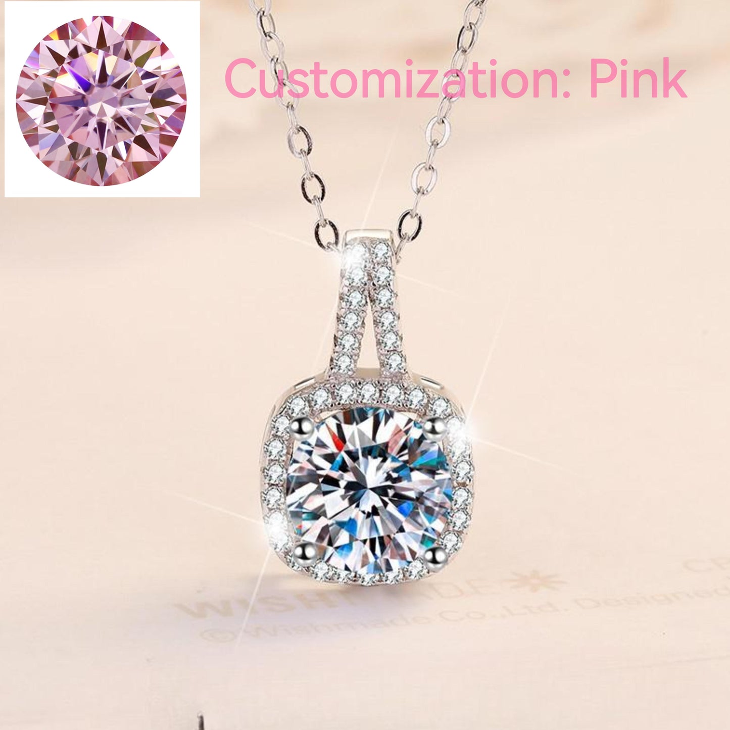 S925 Sterling Silver Synthetic Moissanite Square Geometric Pendant birthday gift silver jewelry minimalist necklace pendant necklace-329(35%)