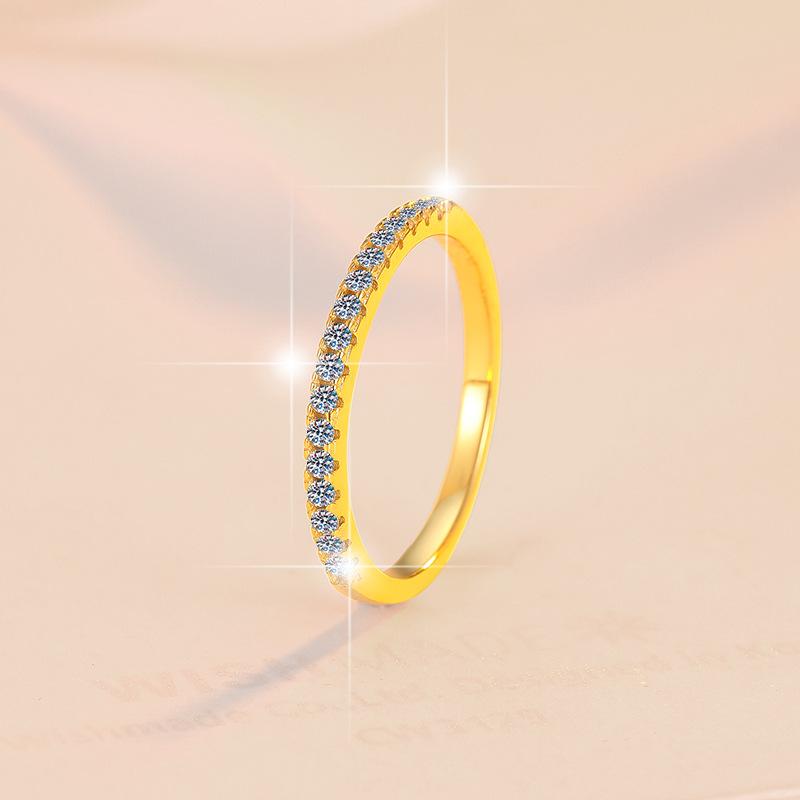 S925 Sterling Silver One-Line Band Ring Synthetic Moissanite fashion jewelry accessory woman girl promise ring-209(35%)