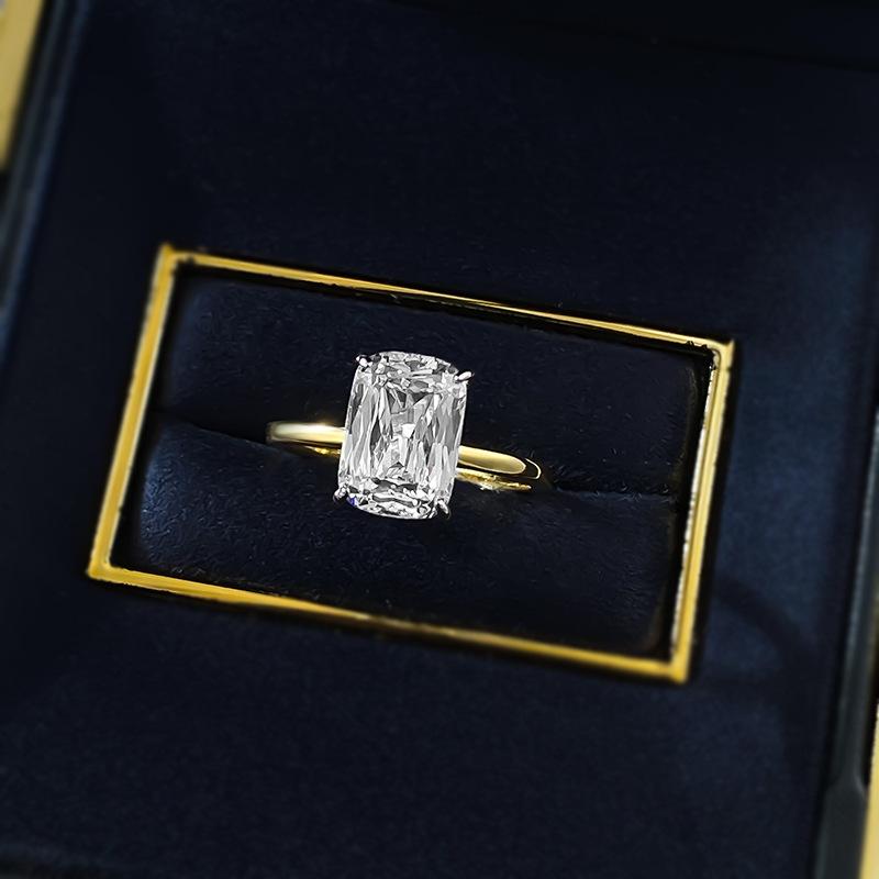 S925 Sterling Silver Radiant Cut Rectangular Ring 7*10mm 6A Cubic Zirconia Ring-372(35%)