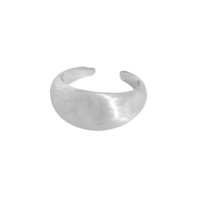 S925 Sterling Silver Brushed Wide Minimalist Ring for Women - 552(45%)