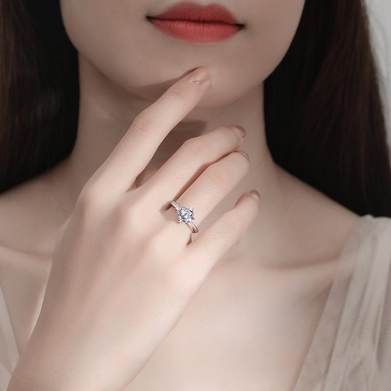 S925 Sterling Silver Pink Synthetic Moissanite Six-claws Ring 1/2/3/5 Carats-235(35%)