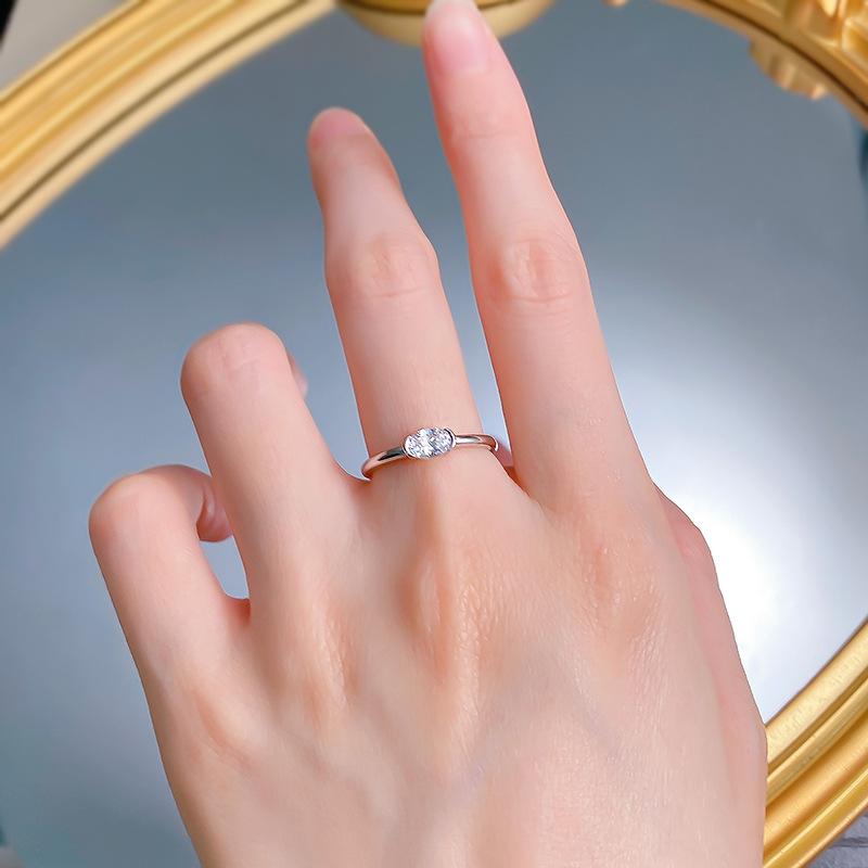 S925 Sterling Silver Red/Blue/White Oval Cut Oval Ring 4*6mm 6A Cubic Zirconia Ring-265(35%)