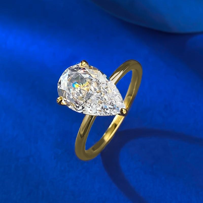 S925 Sterling Silver Pear Ice Flower Cut Water Drop Ring 7*11 8A Cubic Zirconia Ring fashion jewelry accessory woman girl promise ring-217(35%)