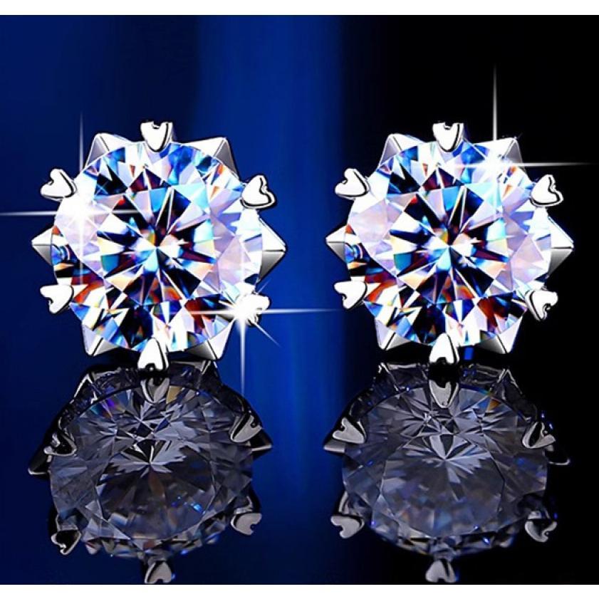 S925 Sterling Silver High Grade Certified Synthetic Moissanite Snowflake Ear Stud E Cut VVS1 Clarity D Color Daily Life Earrings(35%)-602