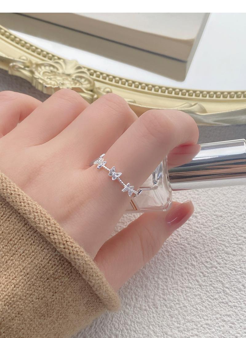 S925 Sterling Silver Three-Dimensional Butterfly Ring Women - 492(45%)
