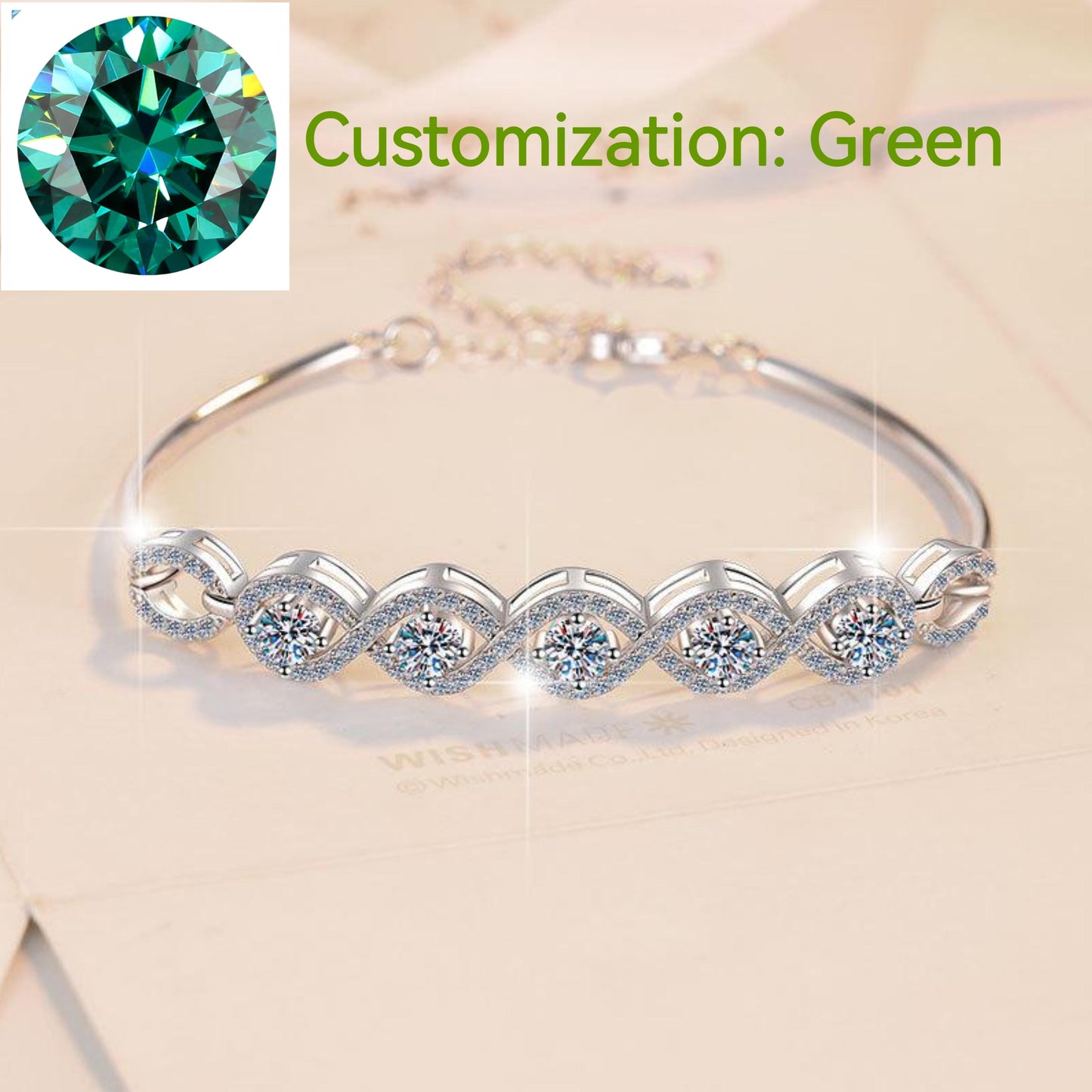 S925 Sterling Silver Five Stars Bracelet Synthetic Moissanite Bracelet-312(35%)