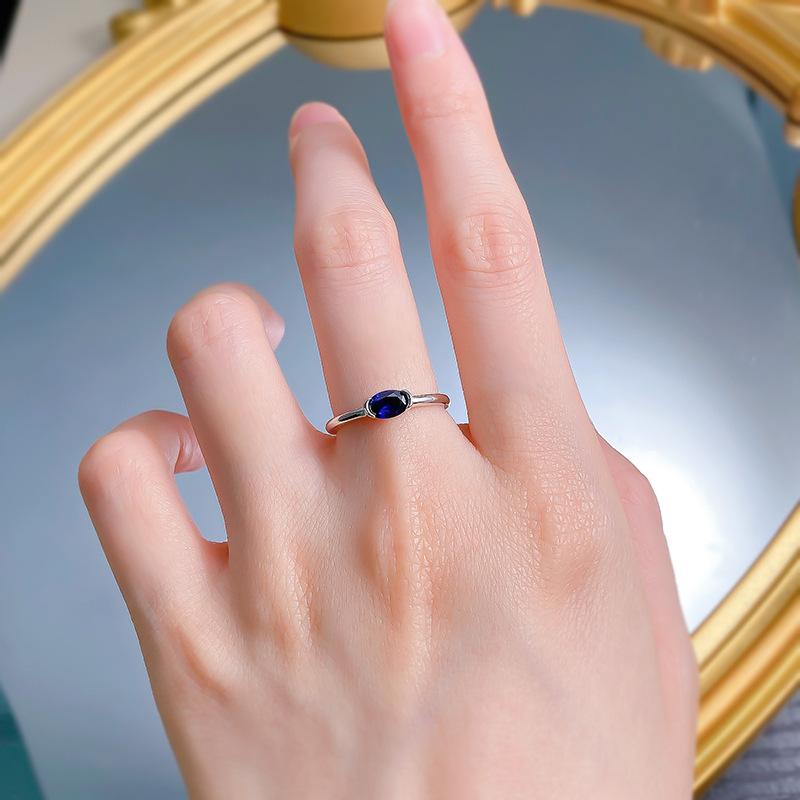 S925 Sterling Silver Red/Blue/White Oval Cut Oval Ring 4*6mm 6A Cubic Zirconia Ring-265(35%)