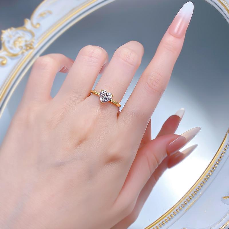 S925 Sterling Silver Heart-shaped Ring 7*7mm 6A Cubic Zirconia Ring-572(35%)