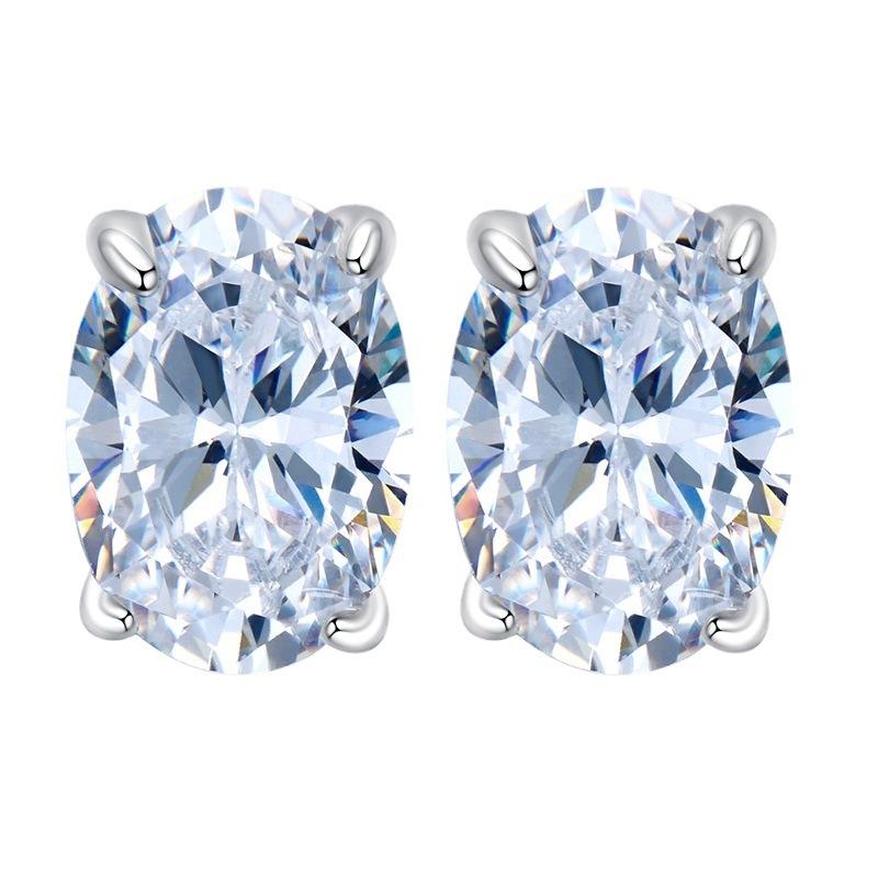 S925 Sterling Silver Oval Cut Oval Earrings 5*7 6A Cubic Zirconia Earrings Daily Life Earrings(35%)-600