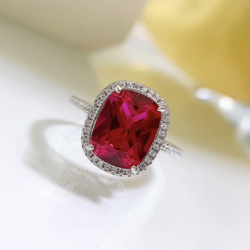 S925 sterling silver blue oval cut cushion shape Ring 8*10mm 8A cubic zirconia ring Springtok-160(35%)