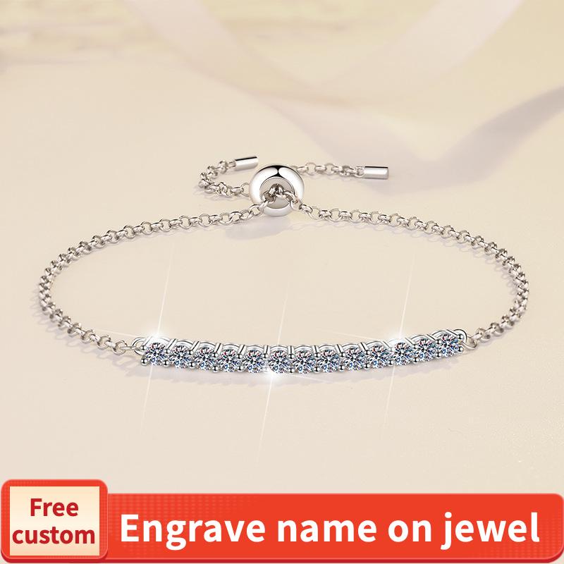 S925 Sterling Silver Single Row Push-Pull Bracelet Synthetic Moissanite Bracelet-314(35%)