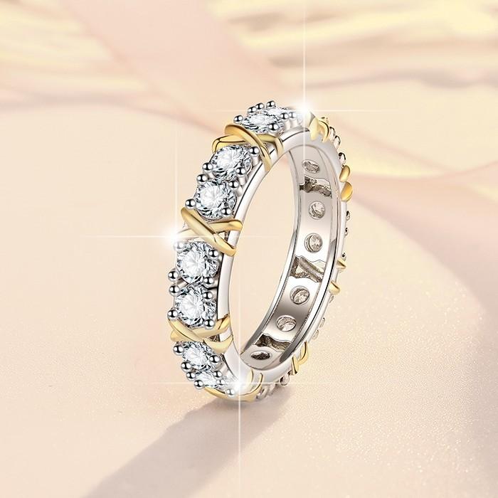 S925 Sterling Silver X-Shape Ring Synthetic Moissanite Ring fashion jewelry accessory woman girl promise ring-249(35%)
