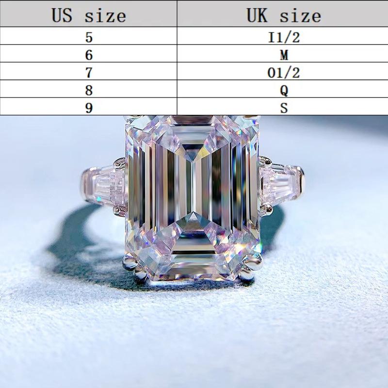 S925 Sterling Silver Asscher Cut High Carbon Ring 11*15mm 8A Cubic Zirconia Ring fashion jewelry accessory woman girl promise ring-240(35%)