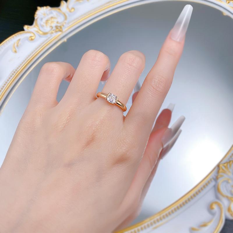 S925 Sterling Silver Rectangular Cut Rock Sugar Ring 5*5mm 6A Cubic Zirconia Ring-369(35%)