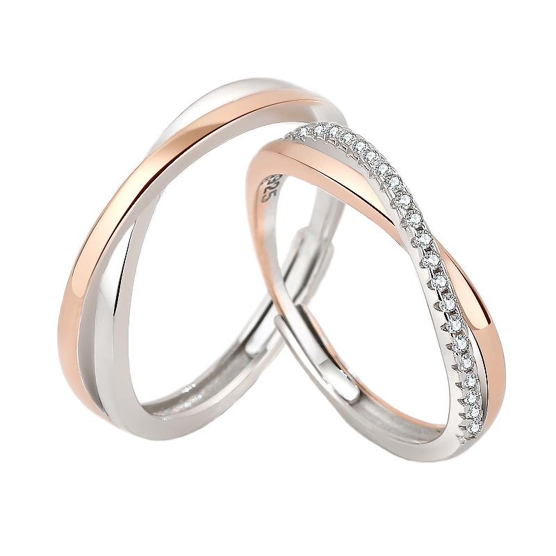 S925 Sterling Silver Mobius Couple Ring Cross Open Ring -555(45%)