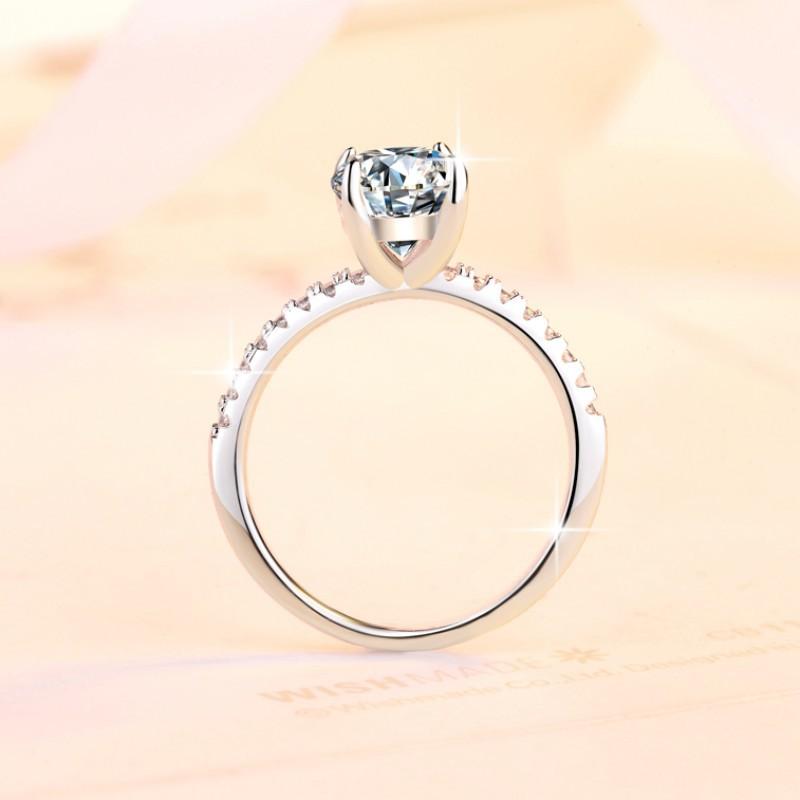 Synthetic Moissanite S925 Sterling Silver Pigeon egg 2 Carat Ring Elegant Luxury Daily Life Woman Birthday Gift Engagement Ring Springtok-131(35%)