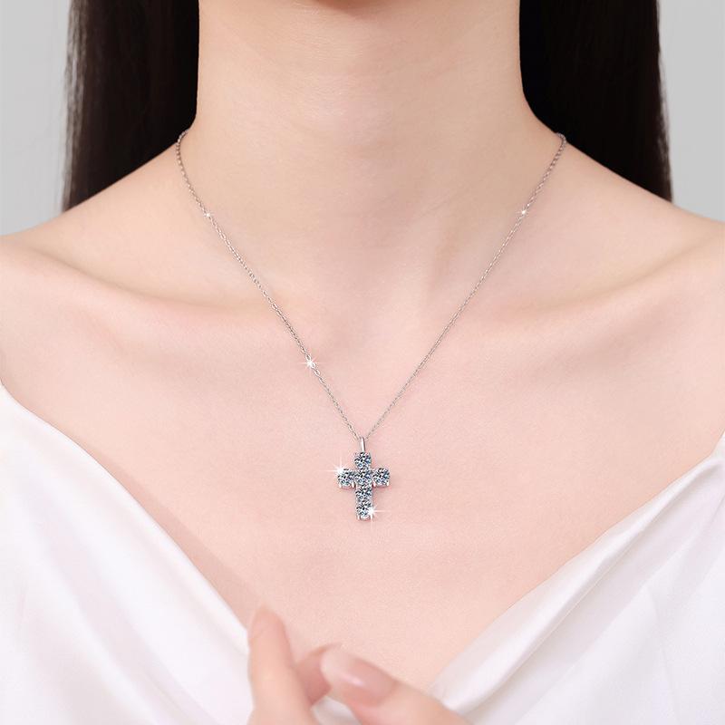 23. S925 Sterling Silver Synthetic Moissanite Big Cross Pendant