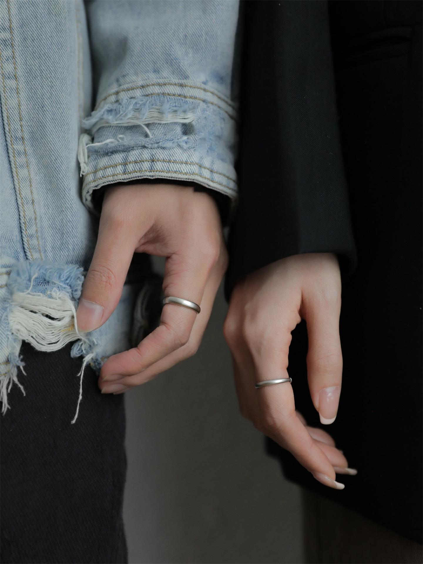 S925 Sterling Silver Matte Couple Rings Plain Band - 537 weddingring(45%)